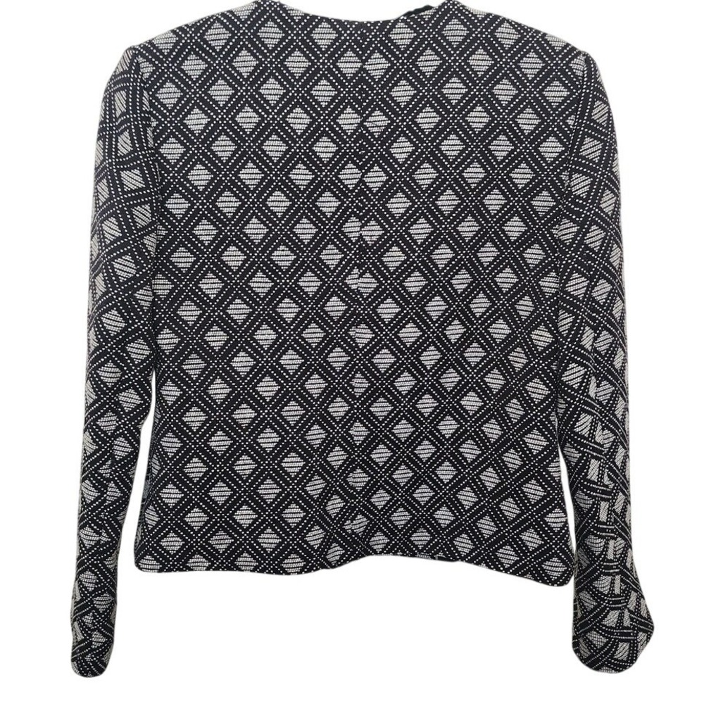 Banana Republic Womens Black White Geometric Diamond Jacquard Blazer Jacket 6 - Picture 2 of 9